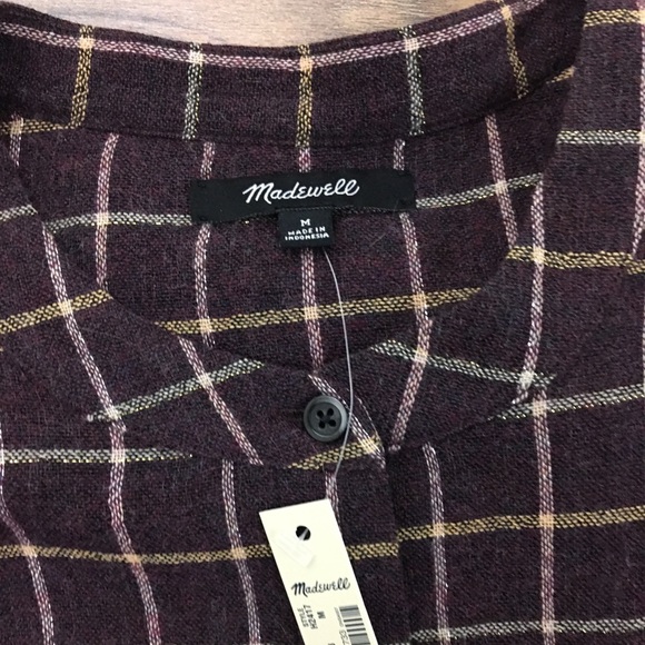 NWT Madewell Plaid Ruffle-Front Top - Picture 7 of 8